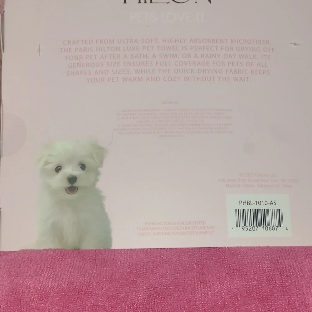Paris Hilton Pink Pet Towels - Set Of 2